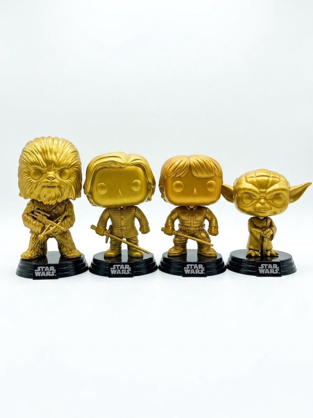 Funko Pops Star Wars Gold Bobblehead Figures Lot of 4 Figures